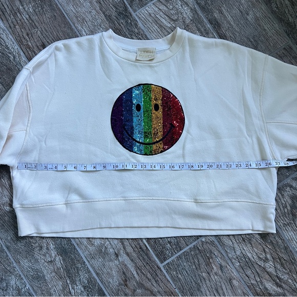 Judith March Rainbow Smiley Oversized Half Length Sweatshirt, Women’s L - Picture 6 of 8